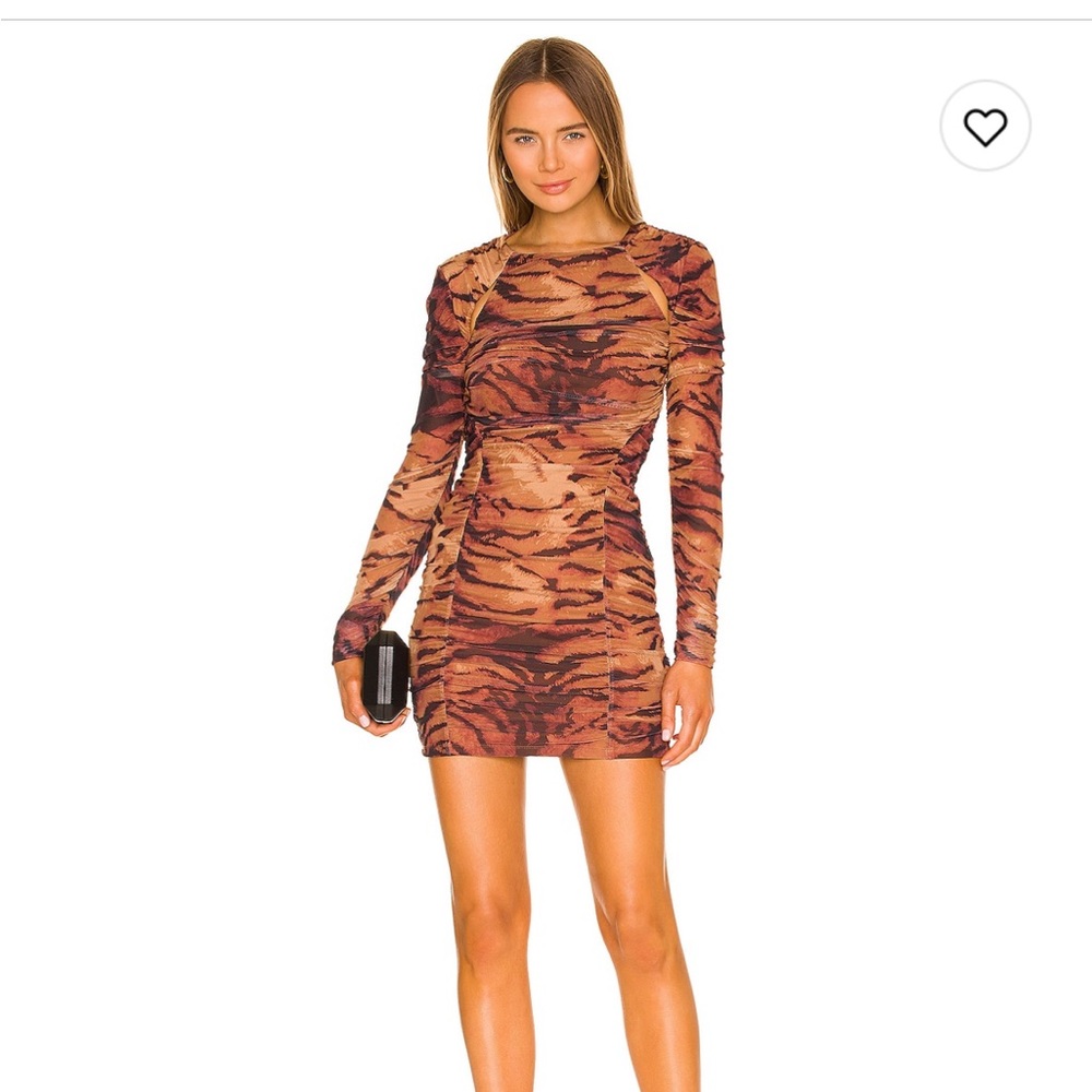 Camila Coelho Dyna Mini Dress Tiger Print Long sleeve